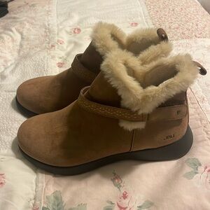 JBU BY JAMBU NORDIC WATER RESISTANT FAUX SHEARLING ANKLE BOOTS TAN SZ 8